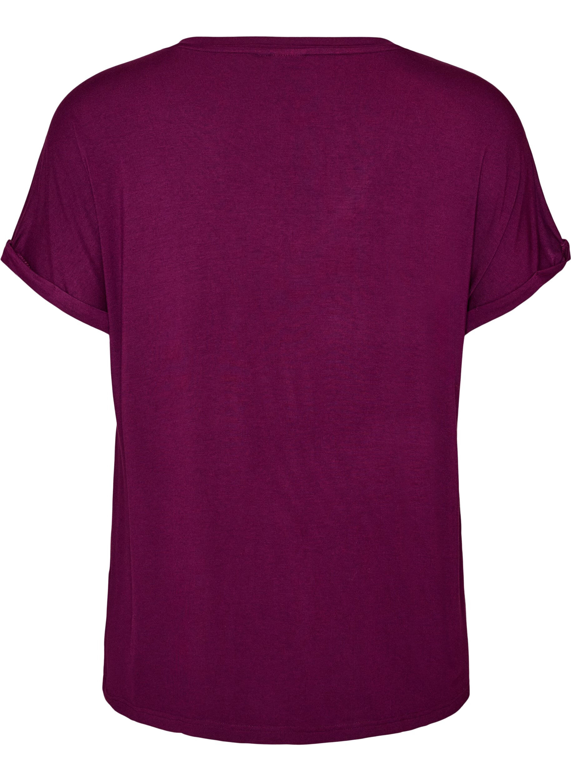 ZizziBas-t-shirt med v-ringning i viskos, Lila, Packshot image number 1