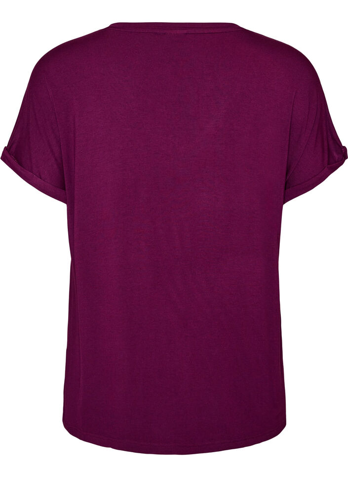 Bas-t-shirt med v-ringning i viskos, Lila, Packshot image number 1