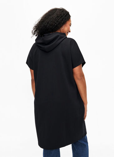 Kortärmad sweatshirtklänning i modalmix, Black, Model image number 1