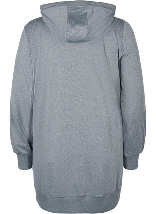 Lång tjocktröja med huva och ficka, Grey Melange, Packshot image number 1