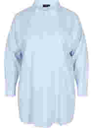 Randig nattskjorta i bomull, White w. Blue Stripe