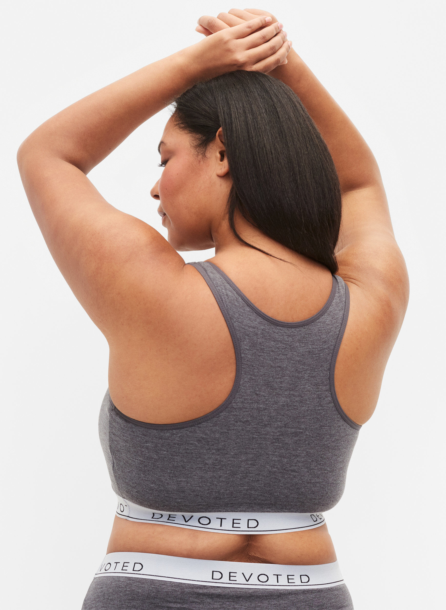 Zizzi Melerad bh med rund halsringning, Medium Grey Melange, Model image number 1