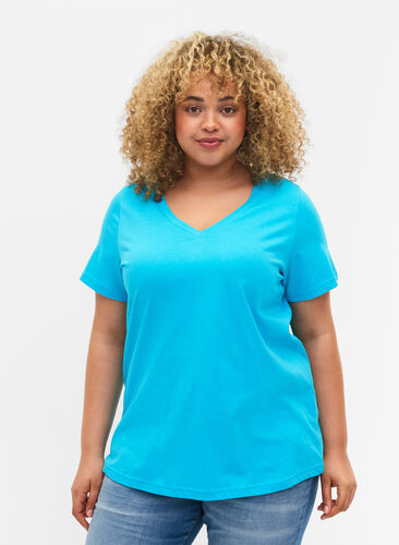 2-pack t-shirt i bomull, Blue Atoll / Black, Model image number 0
