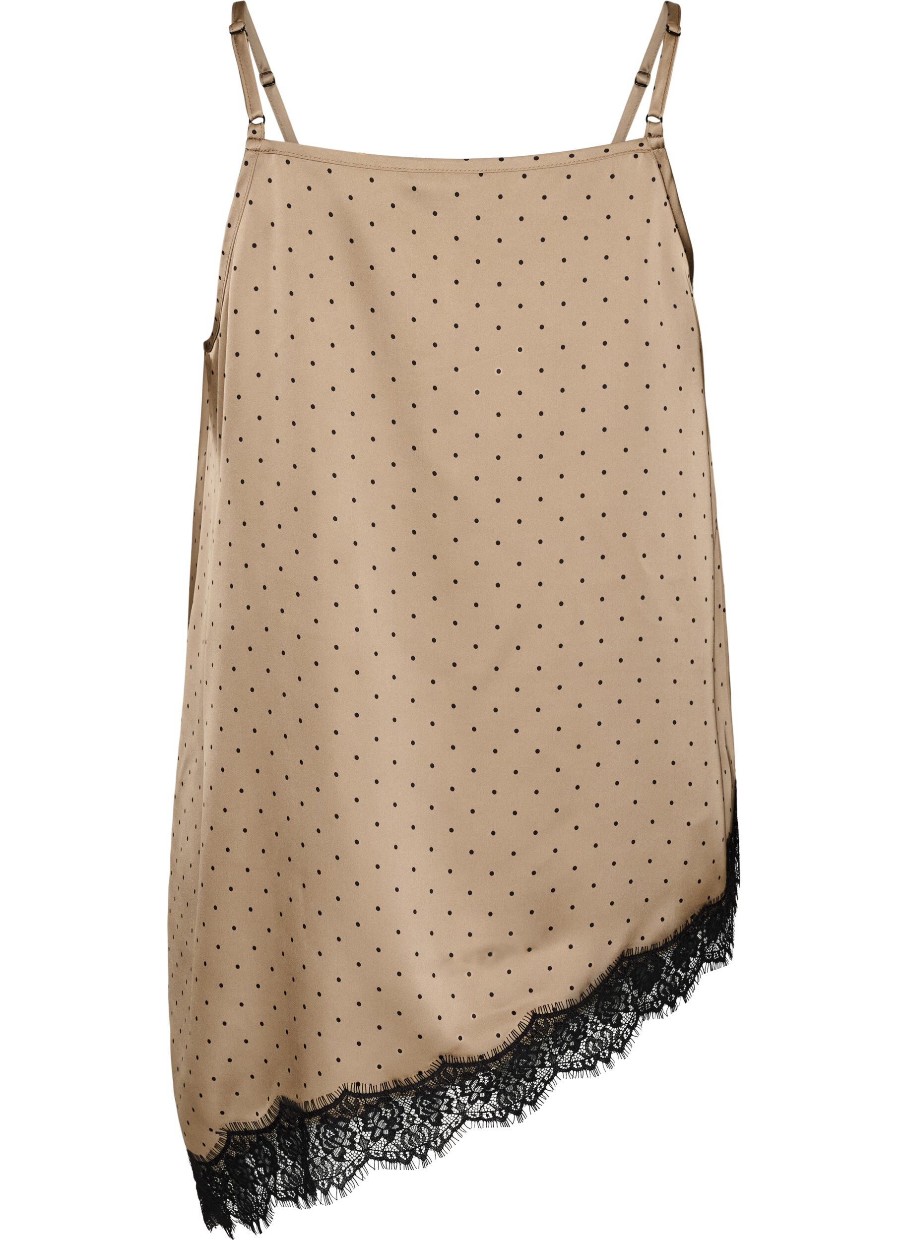 ZizziLinne med spets och asymmetrisk nederkant, Beige, Packshot image number 1