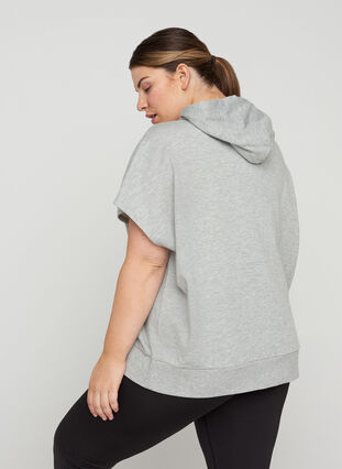 Kortärmad sweatshirt med dragkedja, Light Grey Melange, Model image number 1