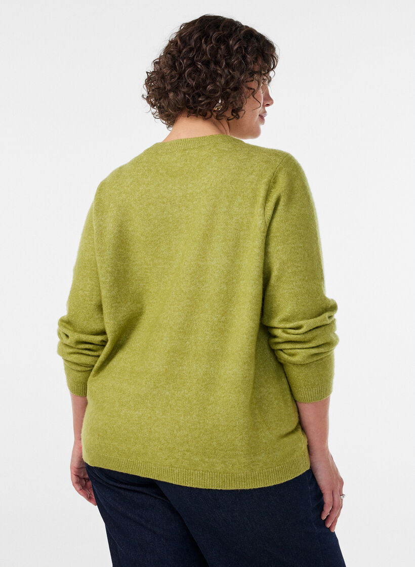Cardigan med knappar och rundad framtill, Gr&ouml;n, Model image number 2