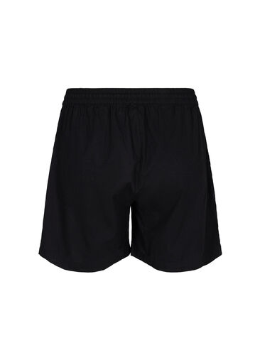 Lösa shorts i bomullsblandning med linne, Black, Packshot image number 1
