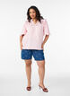 Blus i bomullsmuslin med broderie anglaise och 1/2-&auml;rm, Rosa, Model image number 1