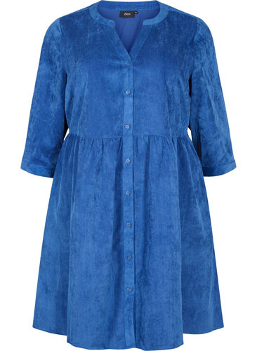 Klänning med 3/4-ärmar och knappar, Estate Blue, Packshot image number 0