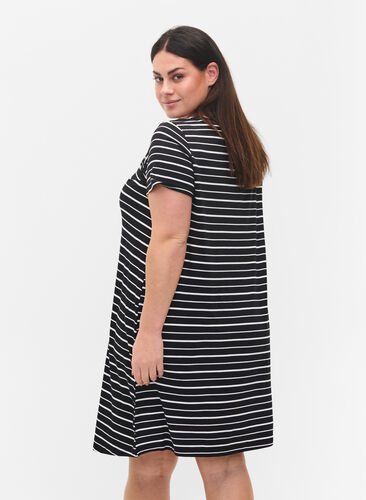 Klänning med korta ärmar, Black w. Stripe, Model image number 1