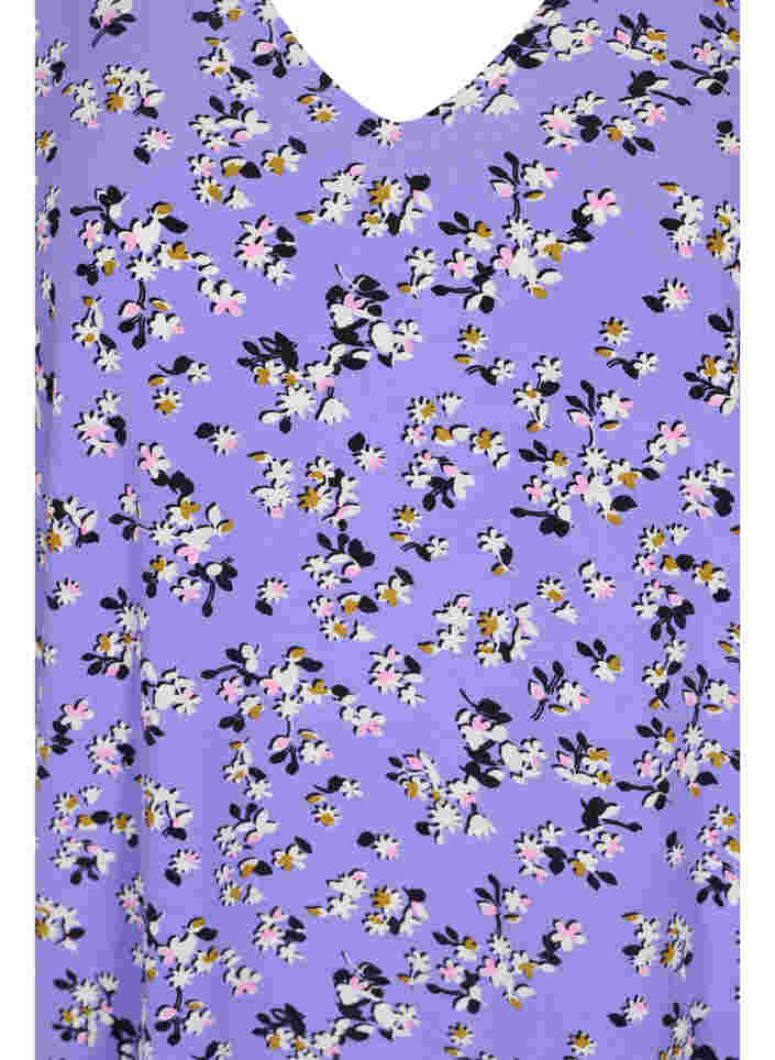 Blommig viskosblus med snördetalj, Lilac Flower Print, Packshot image number 2