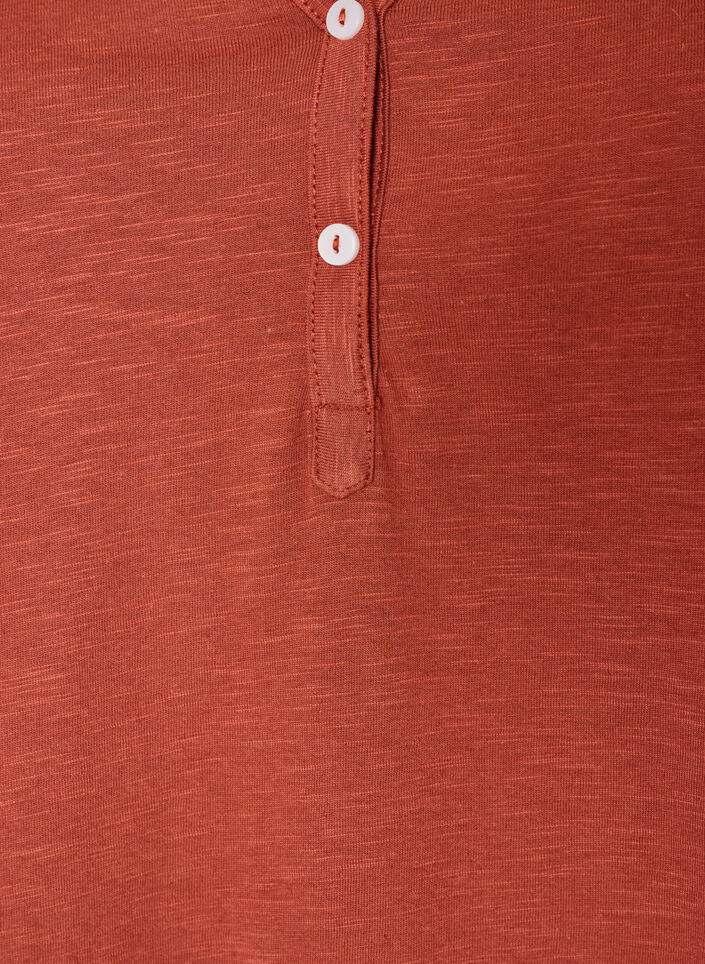 T-shirt med knappdetalj, Brun, Packshot image number 2