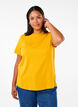 Enkel t-shirt i bomull med rund halsringning, Gul, Model image number 0