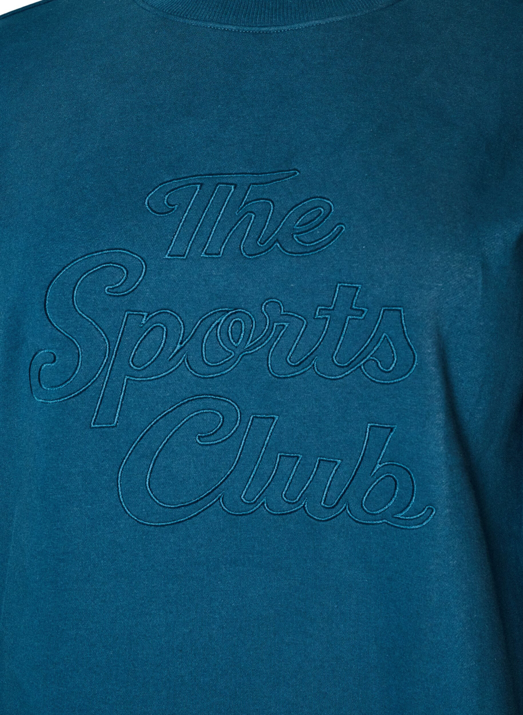 ZizziL&aring;ng sweatshirt med h&ouml;g krage och broderad text, Bl&aring;, Packshot image number 2