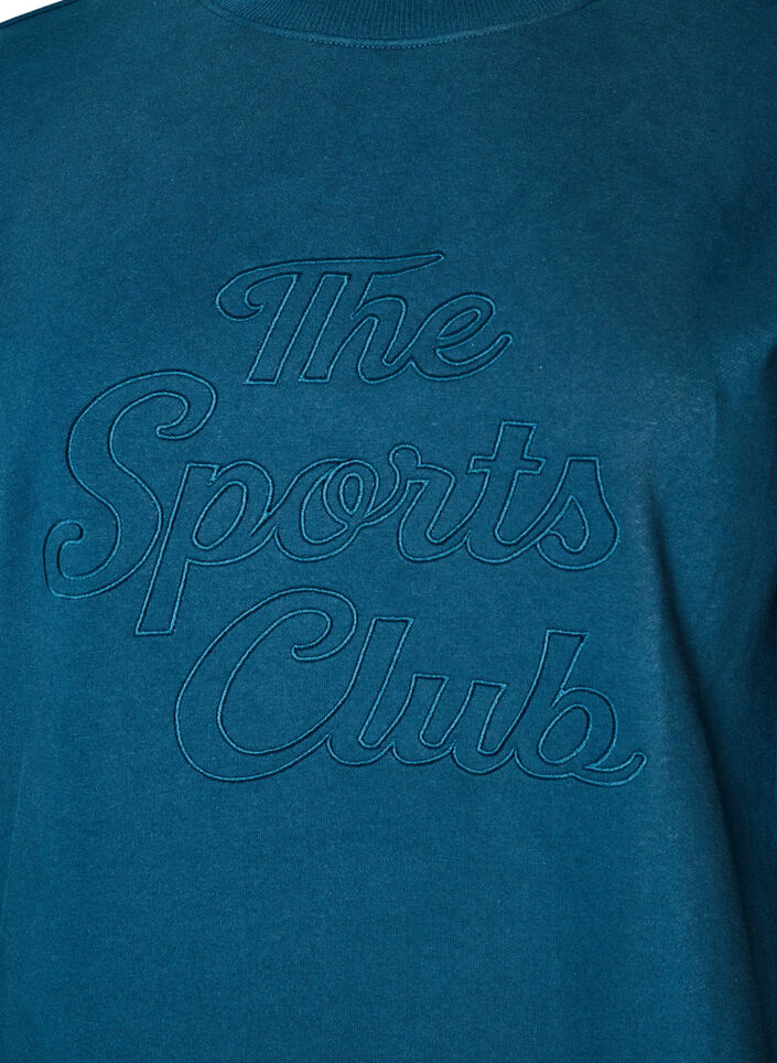 L&aring;ng sweatshirt med h&ouml;g krage och broderad text, Bl&aring;, Packshot image number 2