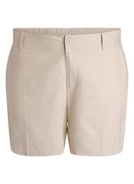 Bermudashorts med h&ouml;g midja i linne och viskos, Beige
