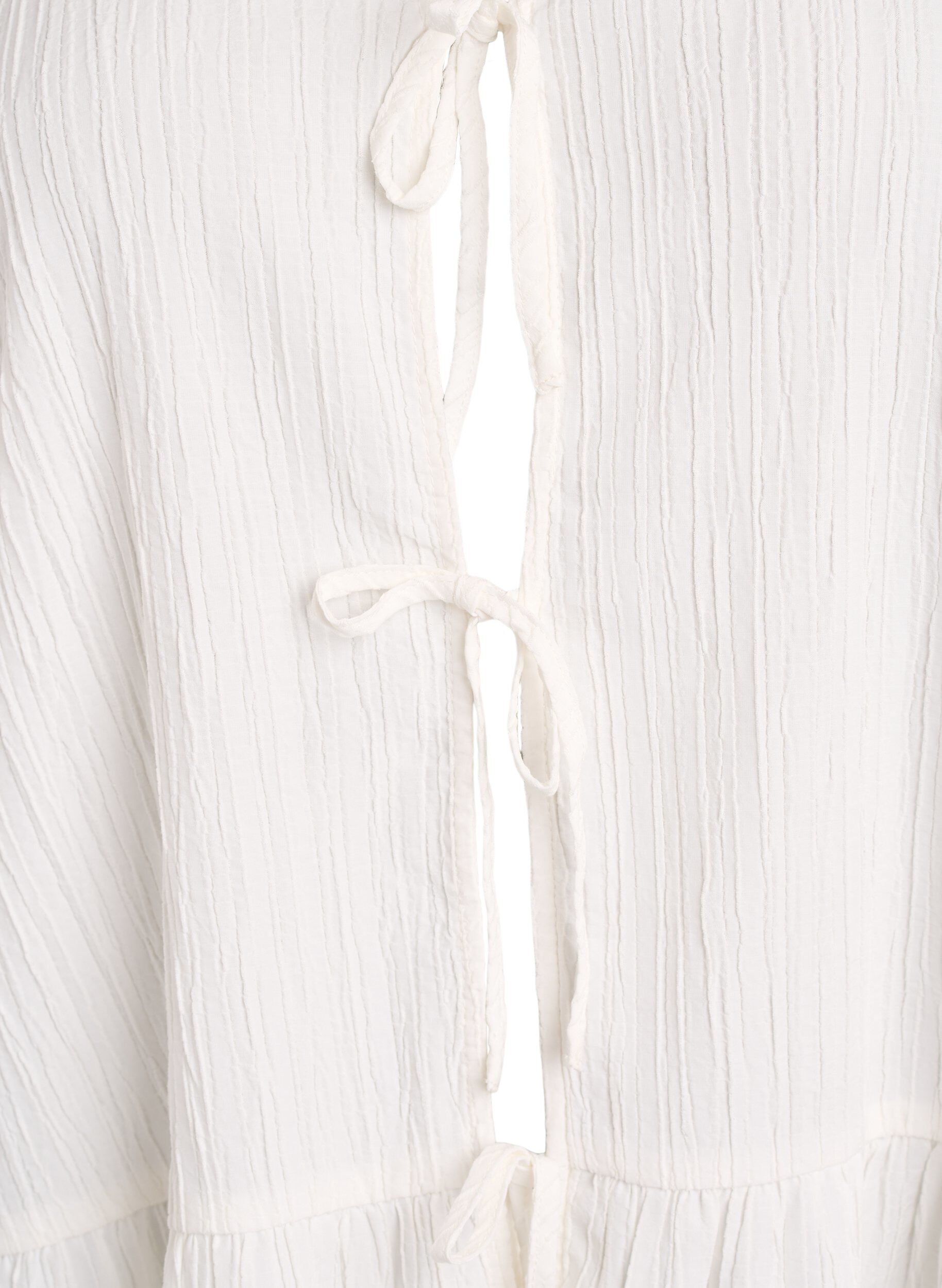 Zizzi&Auml;rml&ouml;s blus med struktur och knytning, Vanilla, Packshot image number 2