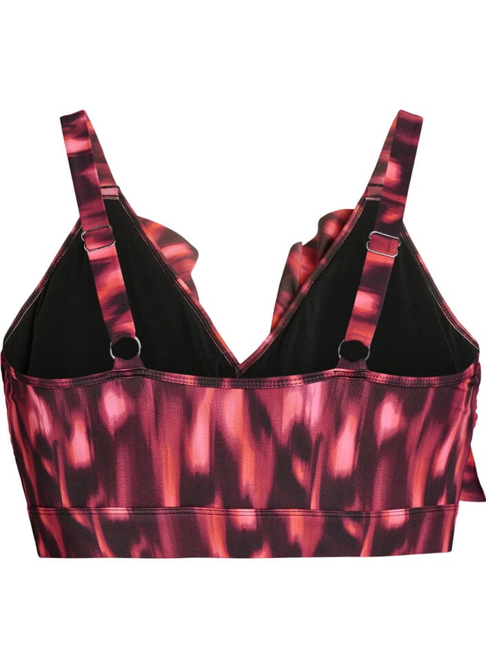Bikinitopp med m&ouml;nster och volangdetaljer, Rosa, Packshot
