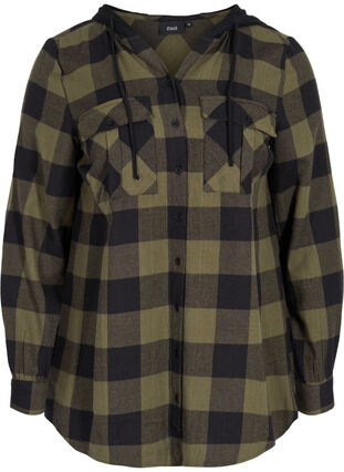 Rutig skjortjacka med huva, Ivy Green Check, Packshot image number 0