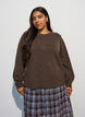Stickad blus med knappdetalj, Brun, Model image number 0