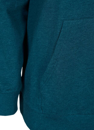 Sweatshirt med dragkedja och huva, Deep Teal, Packshot image number 3