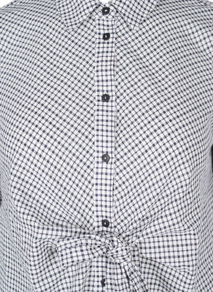 Rutig skjorttunika med knytband, Black/White Check, Packshot image number 2