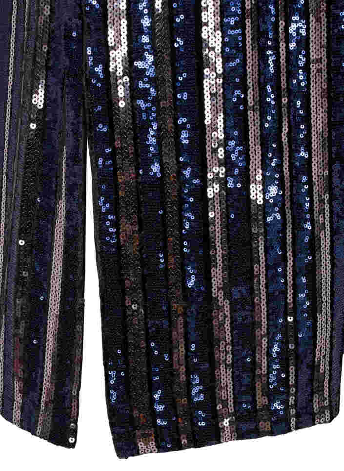 Kortärmad paljettklänning med slits, Evening Blue Stripe , Packshot image number 3