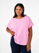 Blus med korta &auml;rmar och rund halsringning, Rosa, Model image number 0