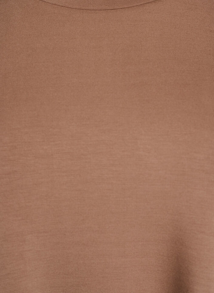 Blus i jersey med rund hals, Brun, Packshot image number 2