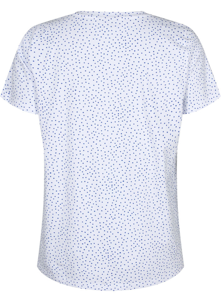 Bomulls t-shirt med prickar och v-ringning, B.White/S.T.W Dot, Packshot image number 1