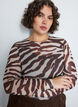 Blus i mesh med tryck, Brun, Model image number 3