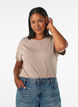 Randig t-shirt i viskos med rund halsringning, Beige, Model image number 0