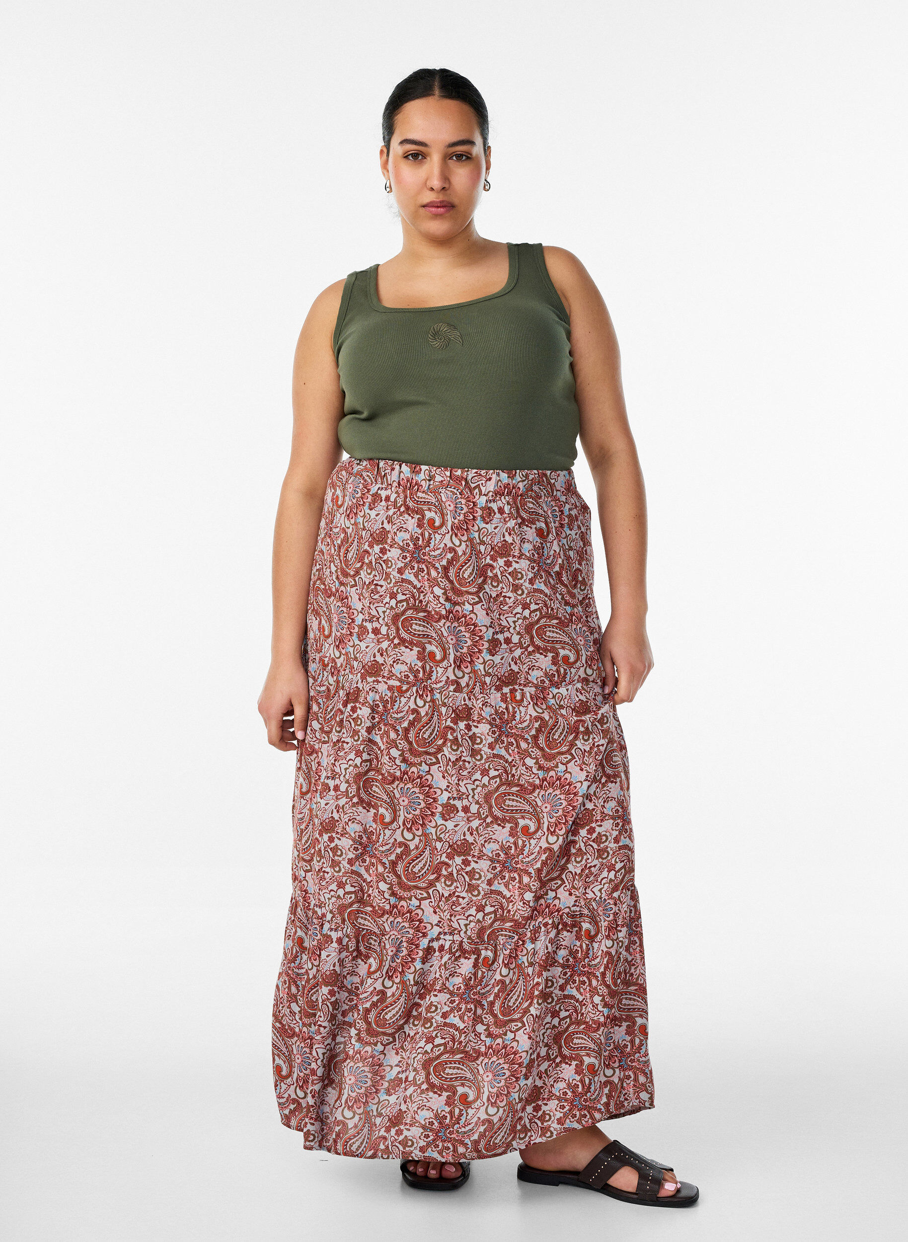 ZizziT&aring;tsittande topp med motiv, Gr&ouml;n, Model image number 1