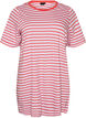 L&aring;ng oversized randig t-shirt i ekologisk bomull, Lila, Packshot image number 0