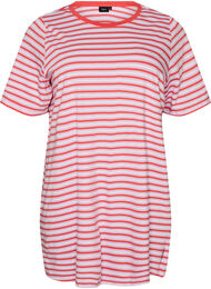 L&aring;ng oversized randig t-shirt i ekologisk bomull, Lila