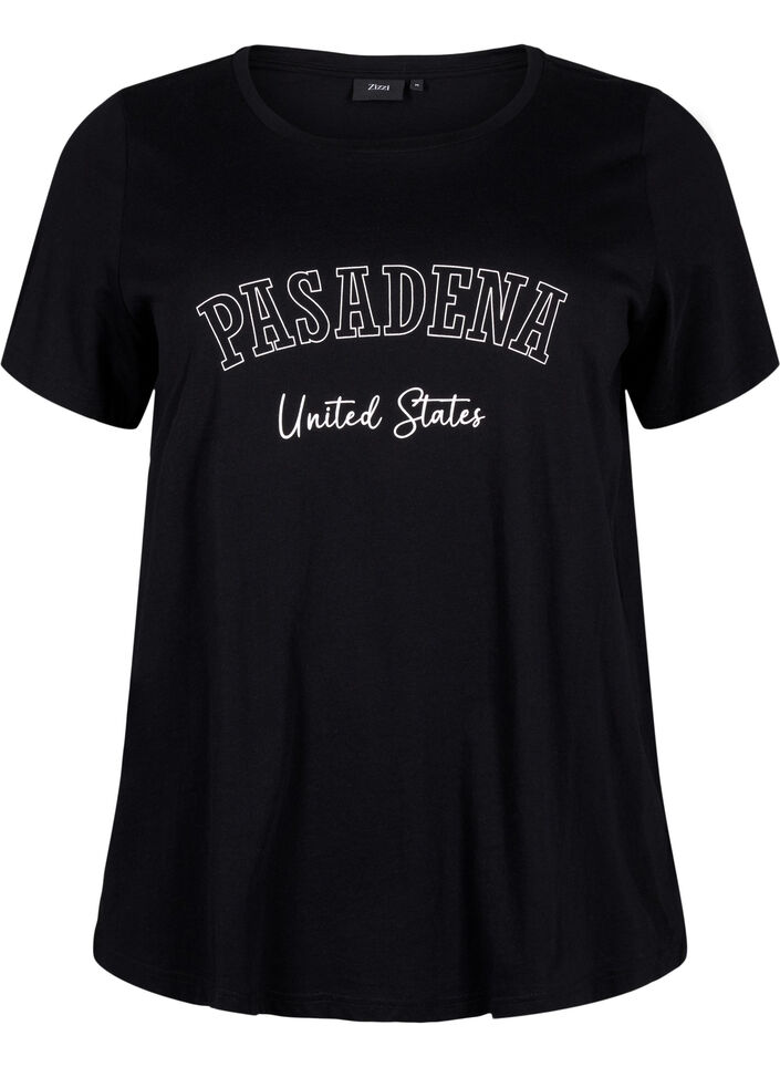 T-shirt i bomull med text, Black W. Pasadena, Packshot image number 0