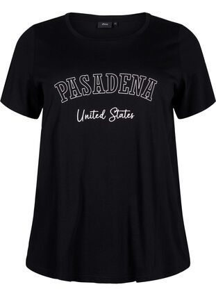 T-shirt i bomull med text, Black W. Pasadena, Packshot image number 0