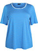 T-shirt i TENCEL&trade; Lyocell med r&auml;nder, Bl&aring;, Packshot image number 0