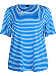 T-shirt i TENCEL&trade; Lyocell med r&auml;nder, Bl&aring;