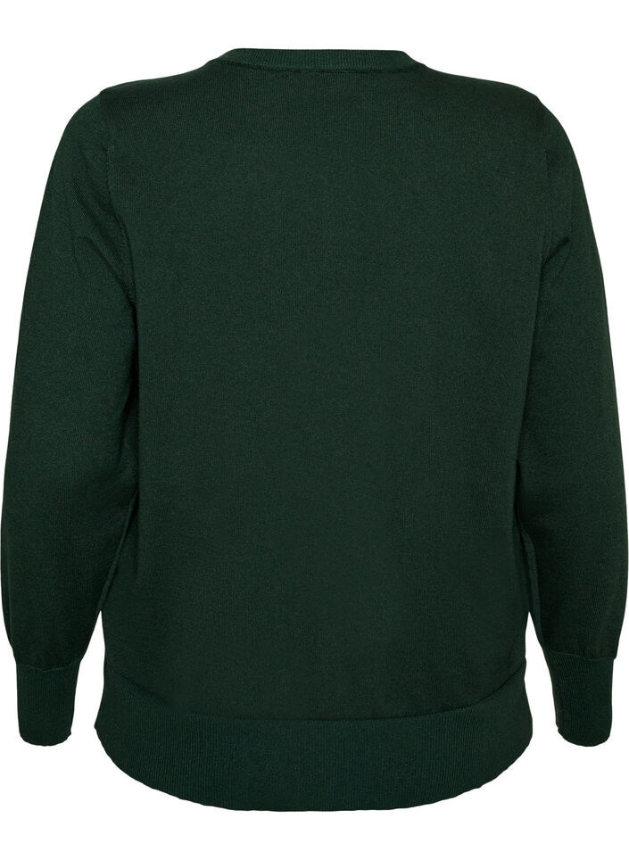 Cardigan i finstickat med rund halsringning, Gr&ouml;n, Packshot image number 1