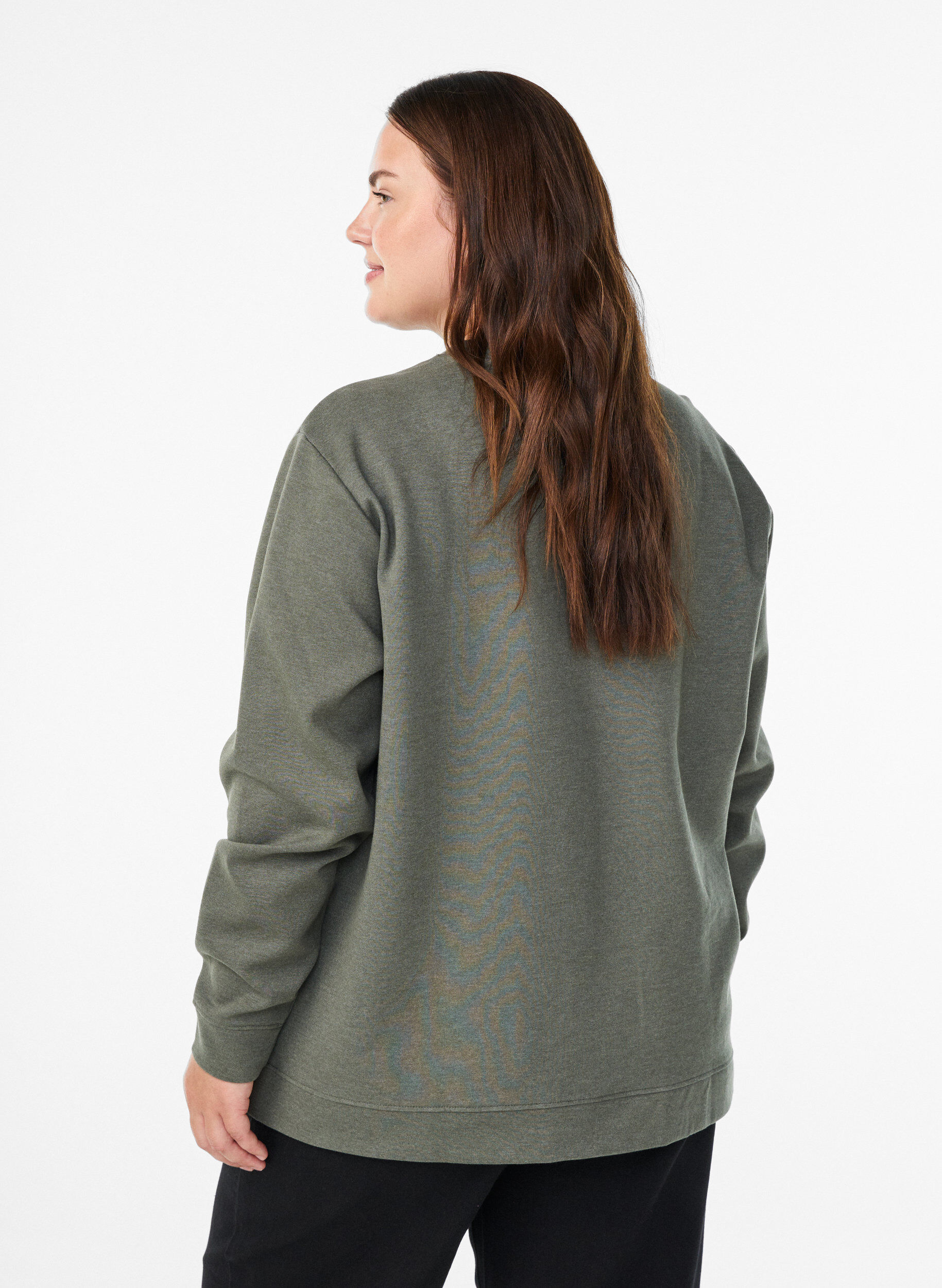 Zizzi FLASH - Sweatshirt med rund halsringning, Gr&ouml;n, Model image number 2
