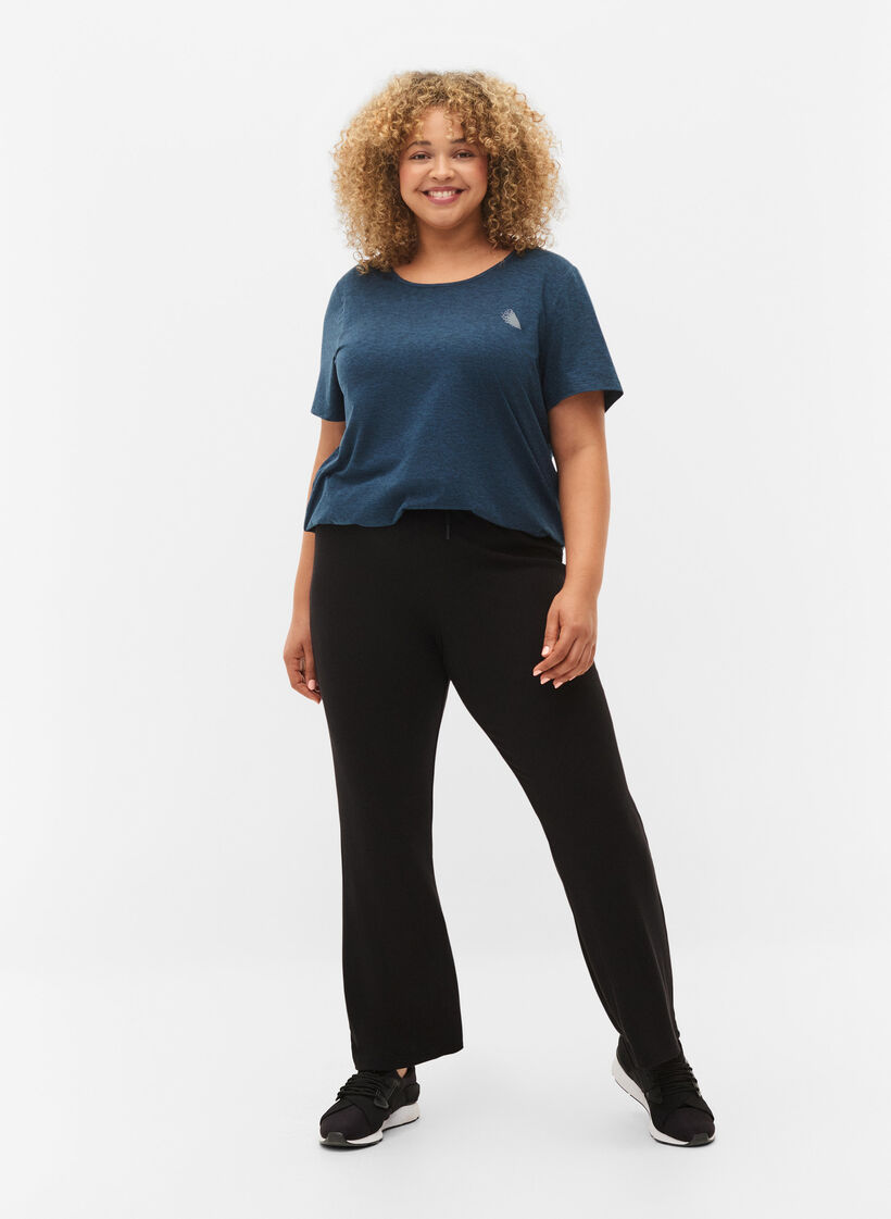 Melerad tränings t-shirt med rund hals, Night Sky Mel., Model image number 2