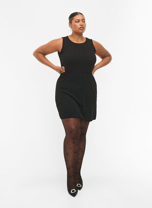 Ärmlös klänning med utskuret parti, Black, Model image number 2