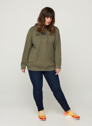 Sweatshirt med huvaSweatshirt med huva och tryck, Army Mel., Model image number 3
