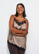 Linne med spets och asymmetrisk nederkant, Beige, Model image number 4