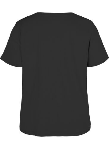 Ribbad t-shirt i bomull, Black, Packshot image number 1