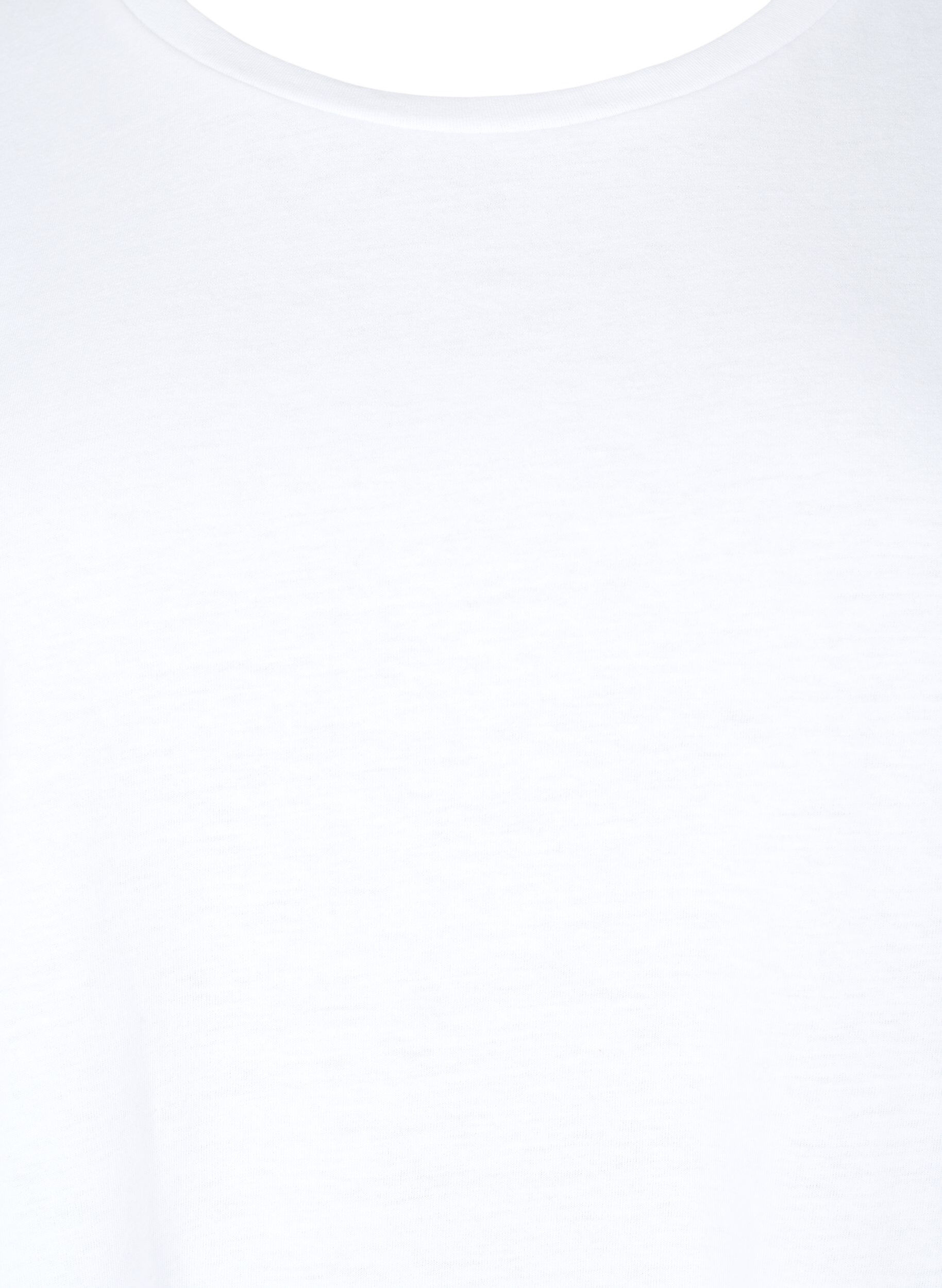 ZizziKort&auml;rmad t-shirt i bomullsmix, Vit, Packshot image number 2