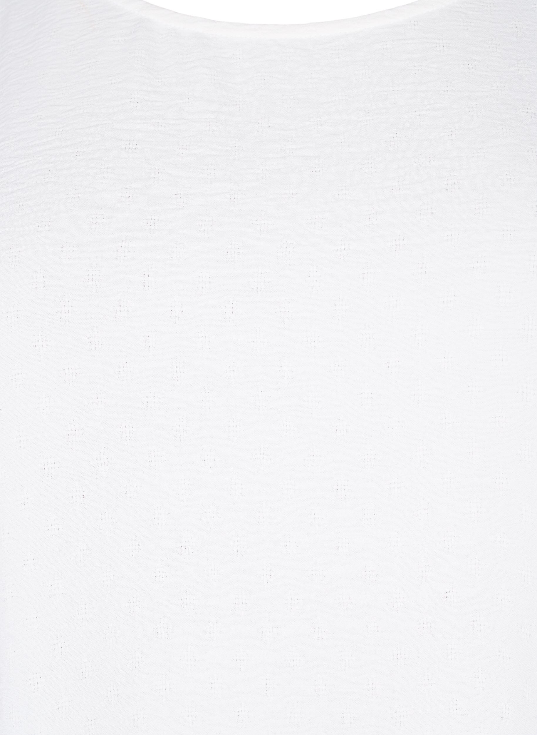 Zizzi L&aring;ng&auml;rmad blus med textur, Bright White, Packshot image number 2