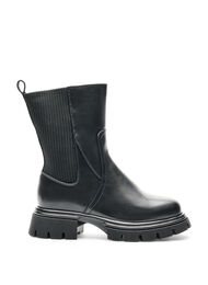 Chelsea boot med kraftig sula och ribbade paneler, Svart