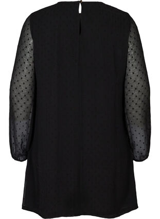 Långärmad klänning med a-form, Black, Packshot image number 1